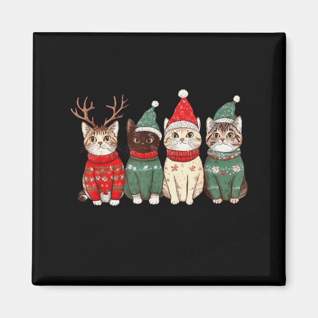 Imã Meowy Catmas Gato Luzes de Natal Xmas Pijama Gato (Frente)