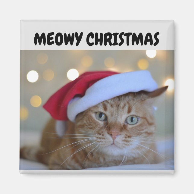 IMÃ MEOWY CHRISTMAS GINGER CAT MAGNET (Frente)