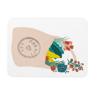 Ímã Mercado de frutas e legumes de culturas semeadas