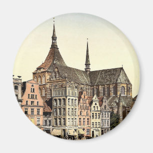 Imã Mercado e igreja de Marien, Rostock, Mecklenbu