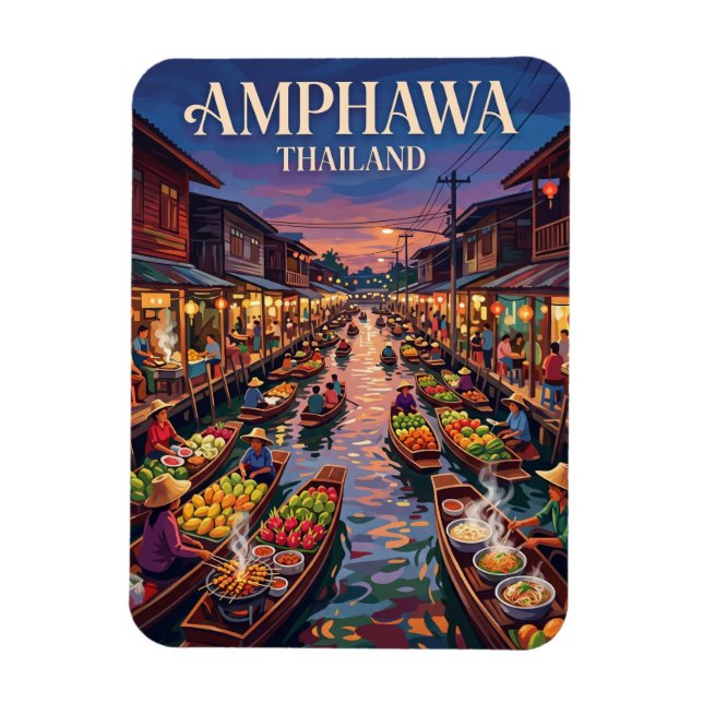 Ímã Mercado Flutuante de Amphawa Tailândia (Vertical)