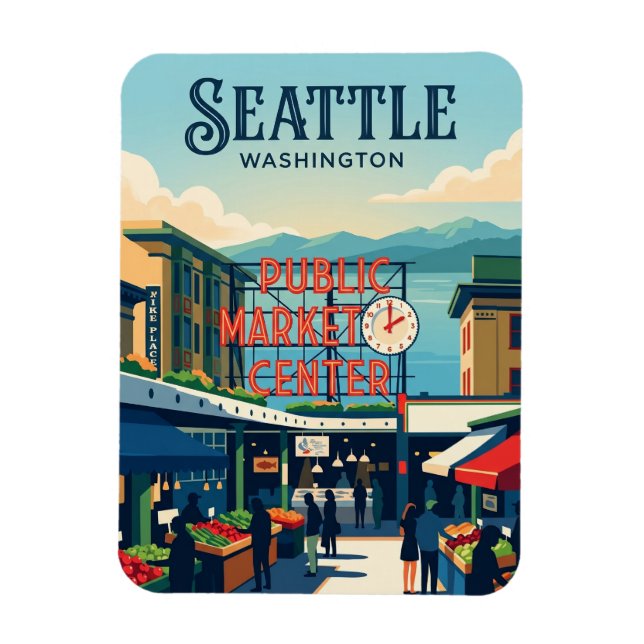 Ímã Mercado Pike Place Washington (Vertical)