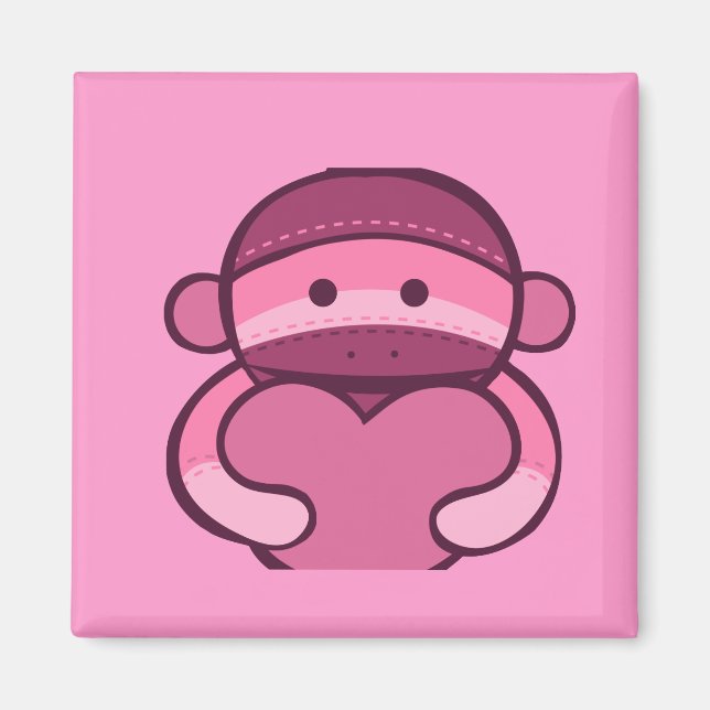 Imã Merchandise de macaco-meia-Namorados rosa (Frente)