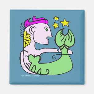 Imã Mereia de marfim com cabelo rosa