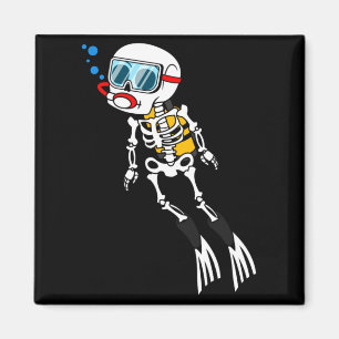Imã Mergulhador Esqueleto Halloween Mergulho Subaquáti