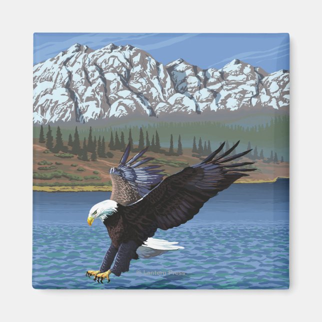 Imã Mergulho Bald Eagle - Parque Nacional de Yellowsto (Frente)