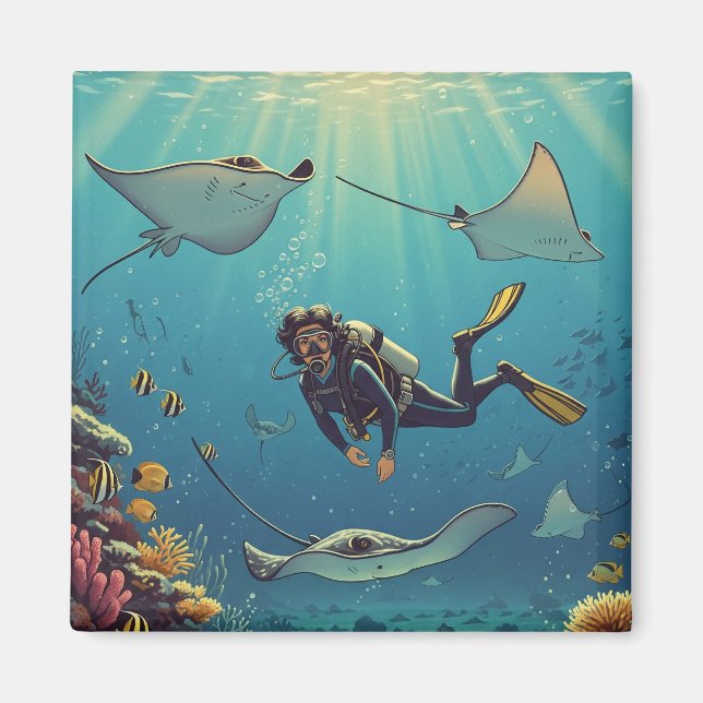 Imã Mergulho com Stingrays (Frente)