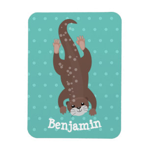 Ímã Mergulho de lontra bonito na ilustração de desen