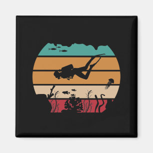 Imã Mergulho no Oceano Scuba Diver Retro