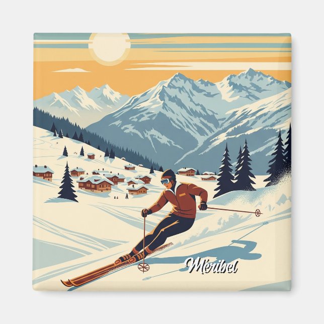 Imã Méribel France Skier Skiing (Frente)