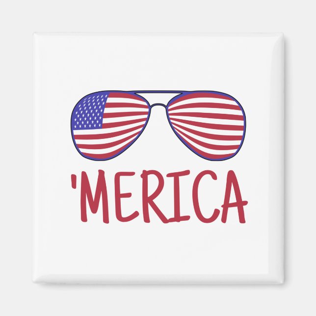 Imã "Merica 4 De Julho De Óculos (Frente)
