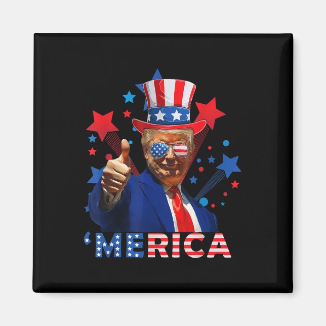 Imã Merica 4 De Julho Fireworks Funny Trump Independe (Frente)