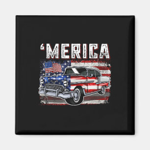 Imã Merica American Flag Old Car 4 De Julho Kids Boy