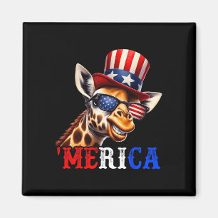 Imã Merica Giraffe Patriótico 4 De Julho Crianças Engr