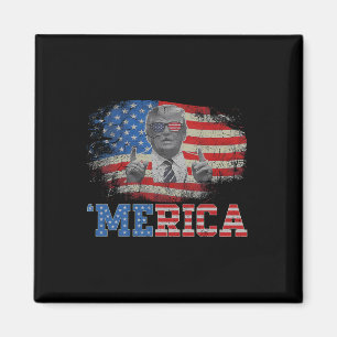 Imã Merica Trump Happy 4 De Julho Bandeira Americana T