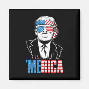Imã Merica Trump Happy 4 De Julho Bandeira Americana T