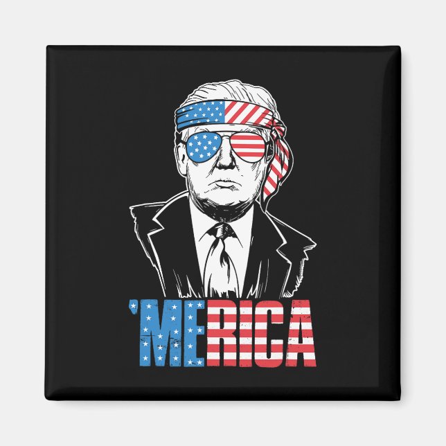 Imã Merica Trump Happy 4 De Julho Bandeira Americana T (Frente)