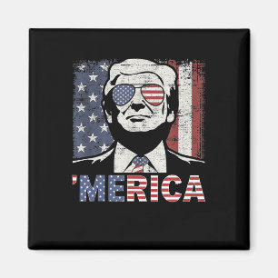 Imã Merica Trump Happy 4 De Julho Bandeira Americana T