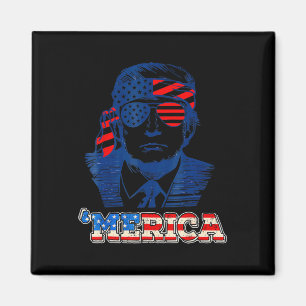Imã Merica Trump Happy 4 De Julho Bandeira Americana T