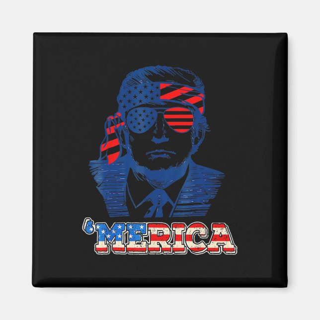 Imã Merica Trump Happy 4 De Julho Bandeira Americana T (Frente)