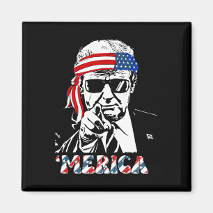 Imã Merica Trump Happy 4 De Julho Bandeira Americana T