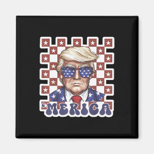 Imã Merica Trump Happy 4 De Julho Bandeira Americana T