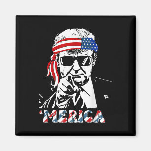 Imã Merica Trump Happy 4 De Julho Bandeira Americana T