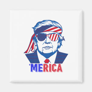 Imã Merica Trump Happy 4 De Julho Bandeira Americana T