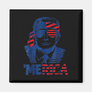 Imã Merica Trump Happy 4 De Julho Bandeira Americana T