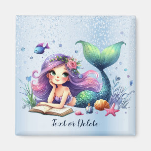 Imã Mermaid Aquarela Vida Marinha Bonito e Belo