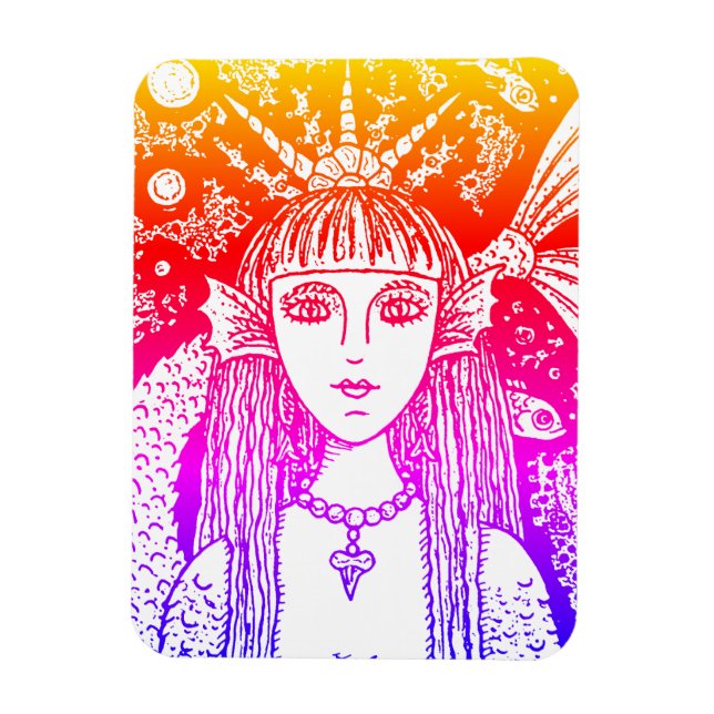 ÍMÃ MERMAID, MAÇÃ NEGRO FANTASY WHIMSY MAG (Vertical)