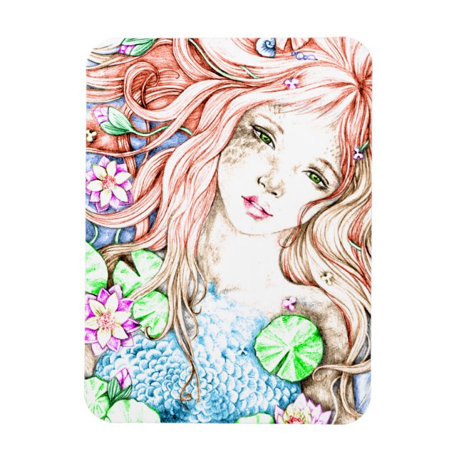 Ímã Mermaid Princess Watercolor (Vertical)