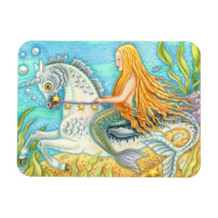 ÍMÃ MERMAID & SEA STALLION, WHIMSICAL FANTASY UNICORN