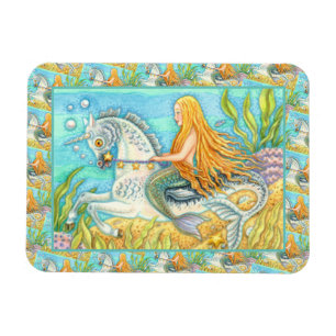 ÍMÃ MERMAID & SEA STALLION, WHIMSICAL FANTASY UNICORN