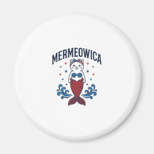 Imã Mermeowica Camisa Patriótica de Gata Sereia Design