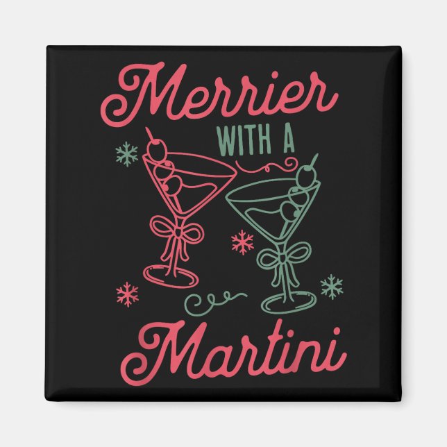 Imã Merrier With A Martini Christmas Tail Xmas Martini (Frente)