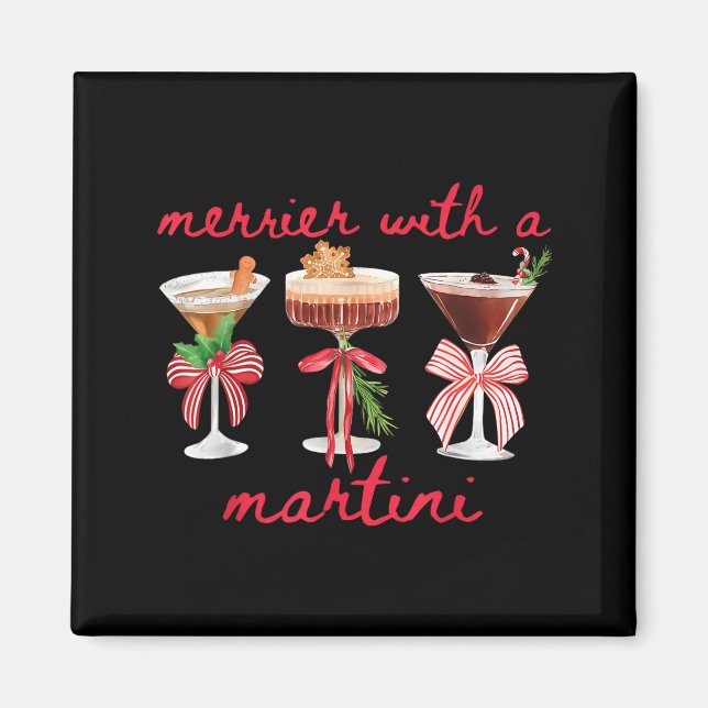Imã Merrier With A Martini Funny Bachelorette Merry Ch (Frente)