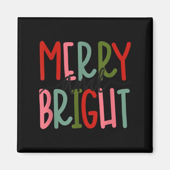 Imã Merry And Bright Christmas Women Girls Kids Toddle (Frente)