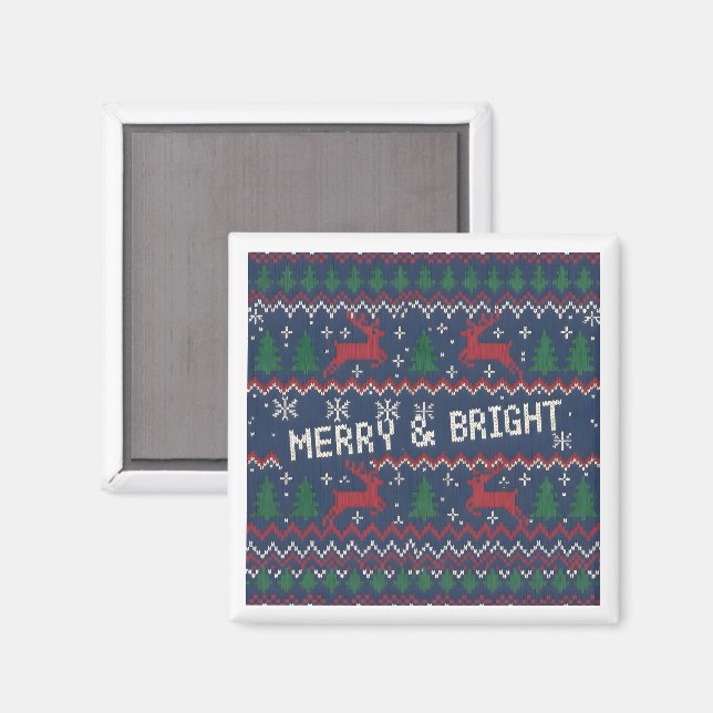 Imã Merry & Bright Ugly Christmas Sweater (Front/Back)