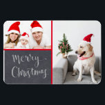 Ímã Merry Christmas Chalk Design Double Photo Holiday<br><div class="desc">Customizable Christmas holiday photo magnet featuring your two favorite pictures.</div>