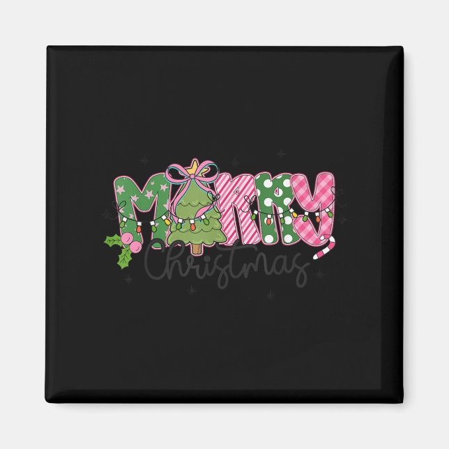 Imã Merry Christmas Coquette Bow Family Xmas Men Women (Frente)