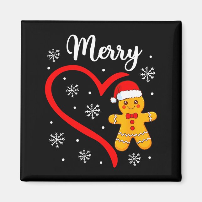 Imã Merry Christmas Gingerbread Family Couples Xmas Pa (Frente)