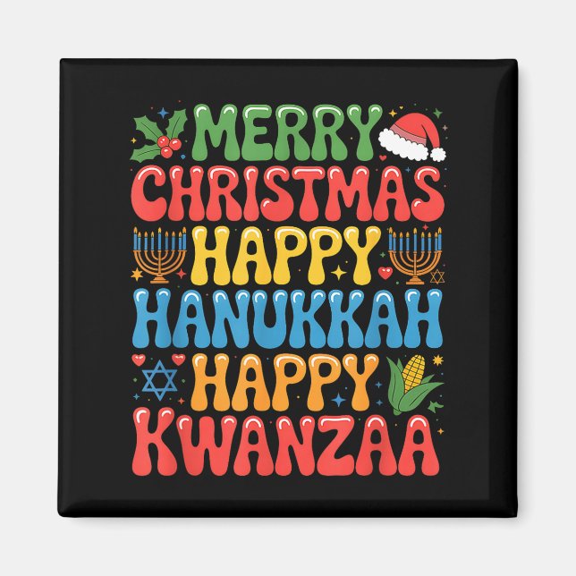 Imã Merry Christmas Happy Hanukkah Kwanzaa Quote  (Frente)