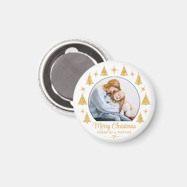 Imã Merry Christmas Merry As A Mother White Gold Photo (Front/Back)