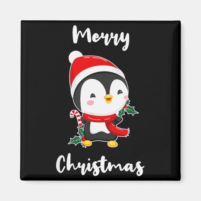 Imã Merry Christmas Penguin  (Frente)