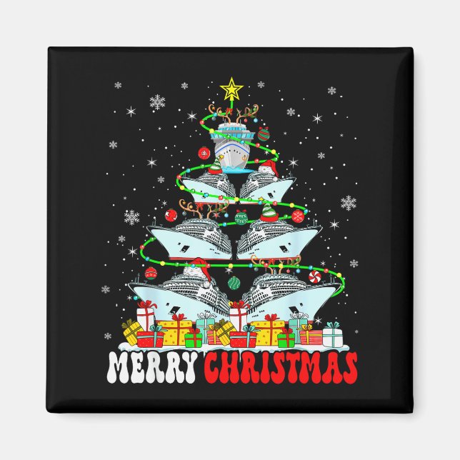 Imã Merry Christmas Reindeer Elf Santa Cruise Ships Xm (Frente)