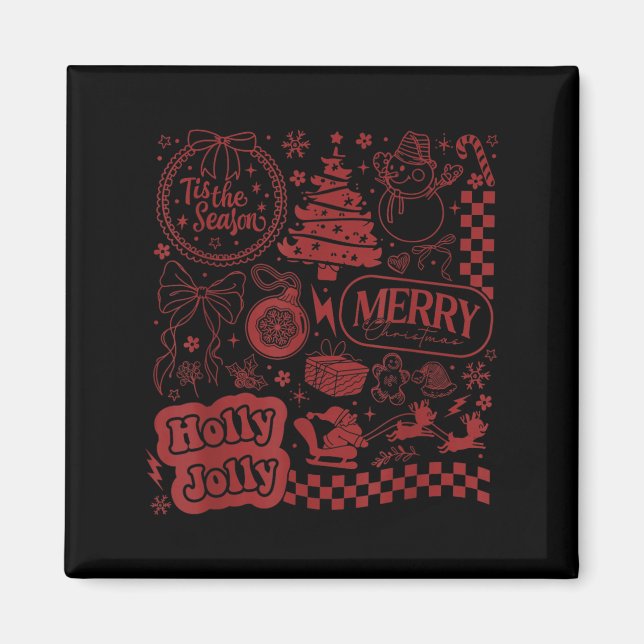 Imã Merry Christmas Santa Snowman Reindeer Tis The Sea (Frente)