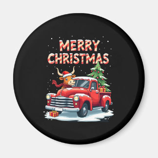 Imã Merry Christmas Scottish Highland Cow Xmas Farm An