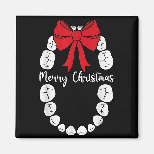 Imã Merry Christmas Teeth Wreath Dental Christmas Shir (Frente)
