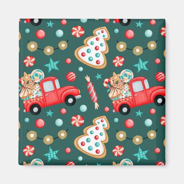 Imã Merry Christmas Watercolor personalizado (Frente)